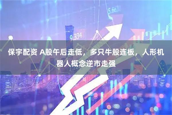 保宇配资 A股午后走低，多只牛股连板，人形机器人概念逆市走强